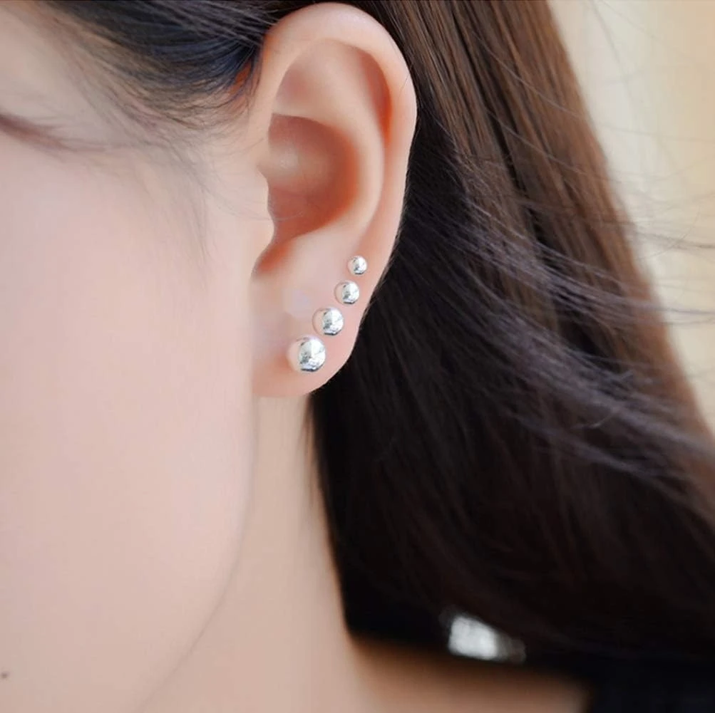 925 Sterling Silver Stud Earrings for Women Sterling Silver Earrings Multiple Piercings 5 Pairs Earrings Set 2mm 3mm 4mm 5mm 6mm