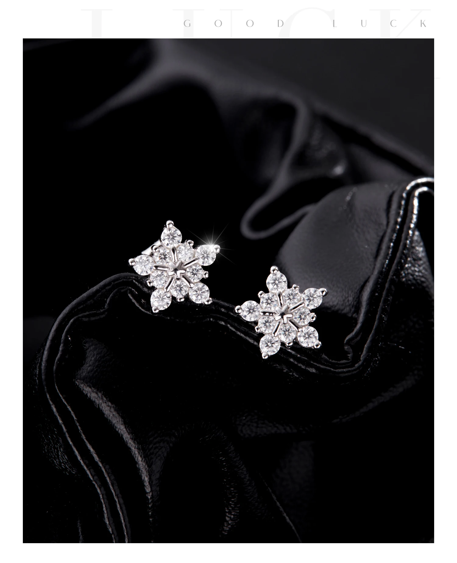 MODIAN D Color Dazzling Moissanite Earrings 925 Sterling Silver Trendy Cute Snowflake Stud Earrings For Women Fine Jewelry