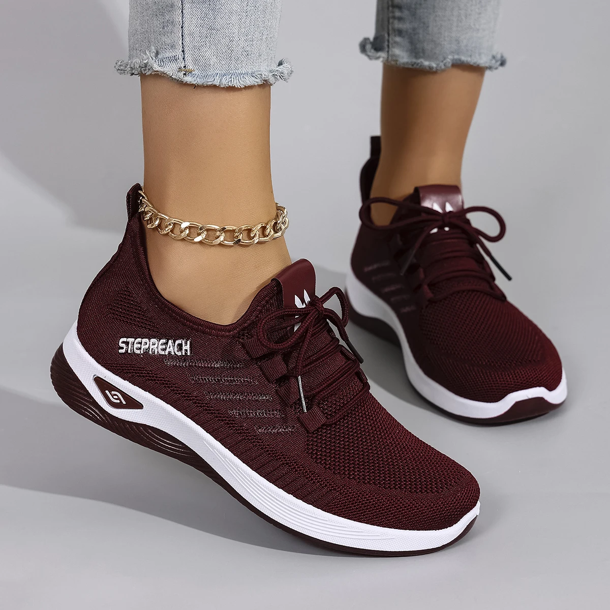 Spring and Autumn New Women's Casual Lace up Comfortable, Breathable, Lightweight and Wear-Resistant Sports Shoes