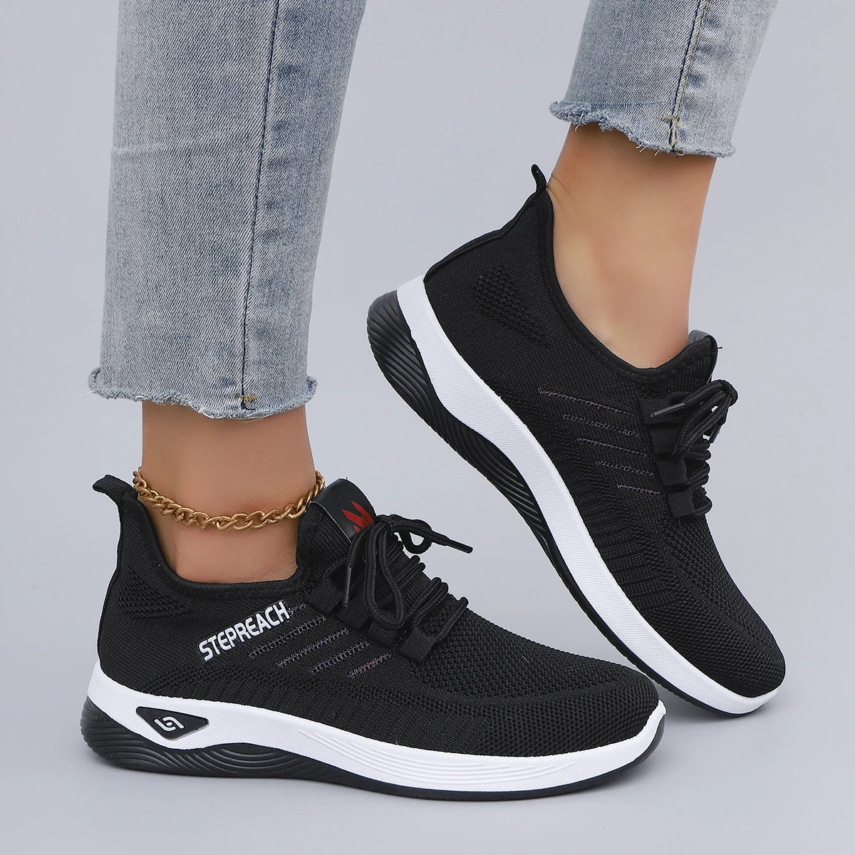 Spring and Autumn New Women's Casual Lace up Comfortable, Breathable, Lightweight and Wear-Resistant Sports Shoes