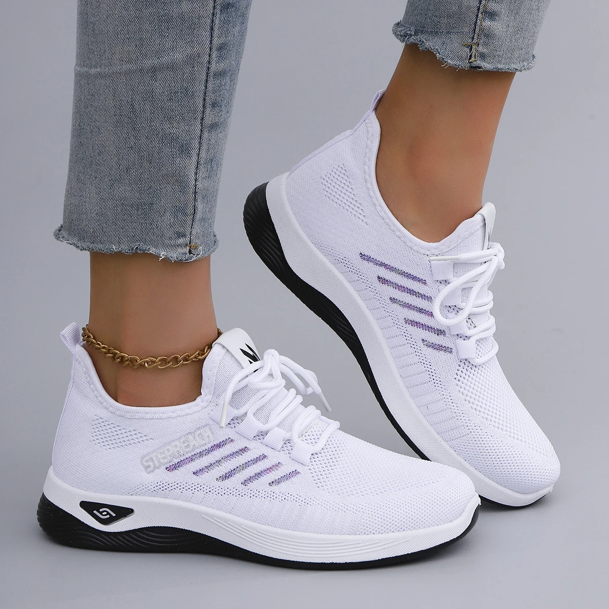 Spring and Autumn New Women's Casual Lace up Comfortable, Breathable, Lightweight and Wear-Resistant Sports Shoes