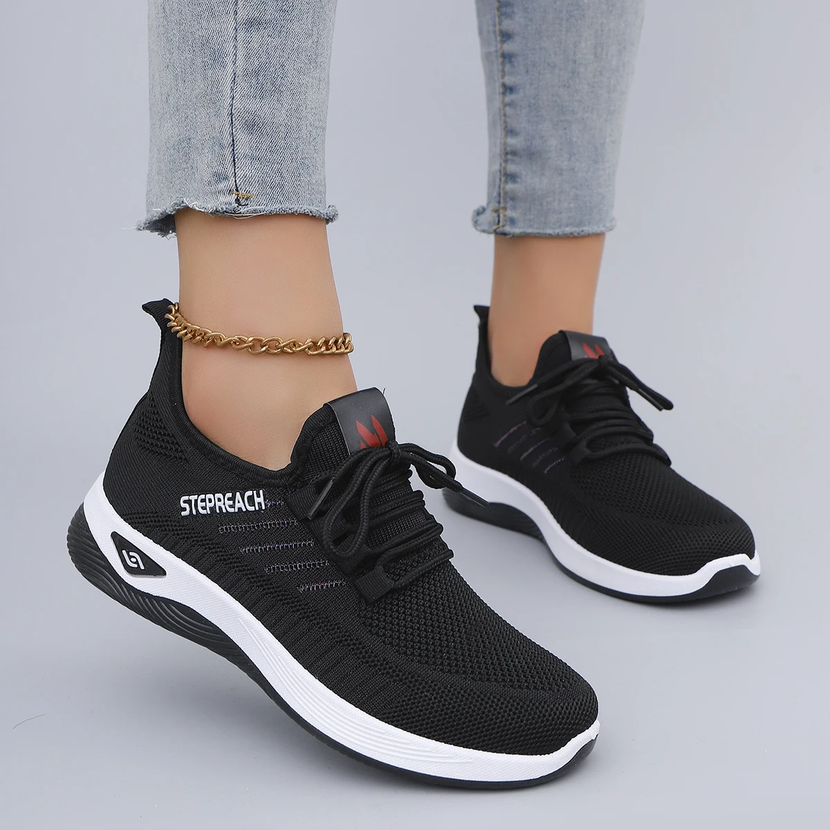 Spring and Autumn New Women's Casual Lace up Comfortable, Breathable, Lightweight and Wear-Resistant Sports Shoes
