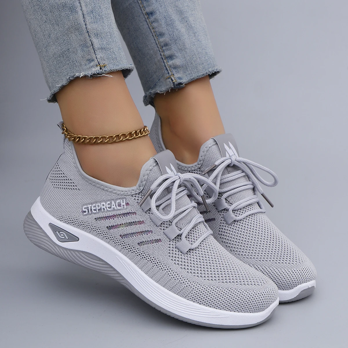 Spring and Autumn New Women's Casual Lace up Comfortable, Breathable, Lightweight and Wear-Resistant Sports Shoes
