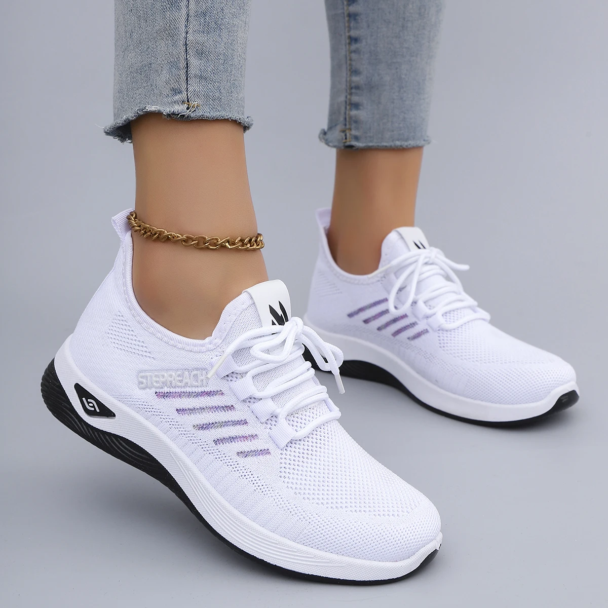 Spring and Autumn New Women's Casual Lace up Comfortable, Breathable, Lightweight and Wear-Resistant Sports Shoes