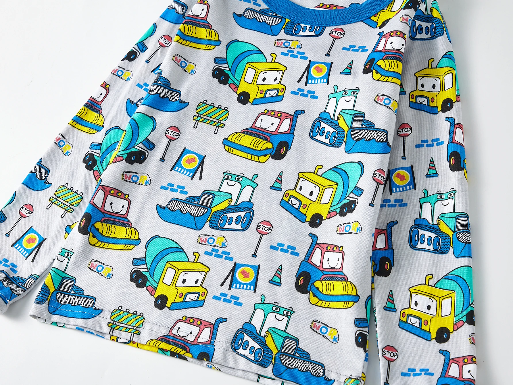 Boys Cartoon Engineering Car Pajamas Set 100% Cotton 2PC Loungewear Long Sleeve Elastic Cuffs Soft Sleepwear For Kids 1-8 Years