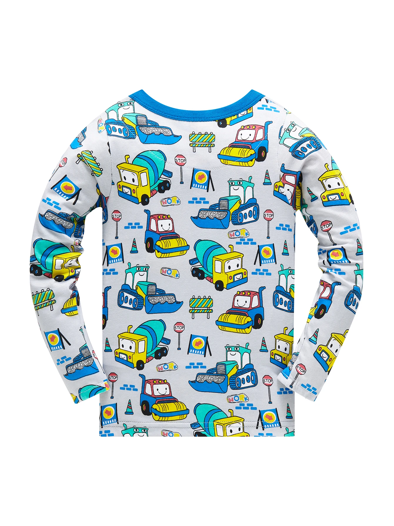Boys Cartoon Engineering Car Pajamas Set 100% Cotton 2PC Loungewear Long Sleeve Elastic Cuffs Soft Sleepwear For Kids 1-8 Years