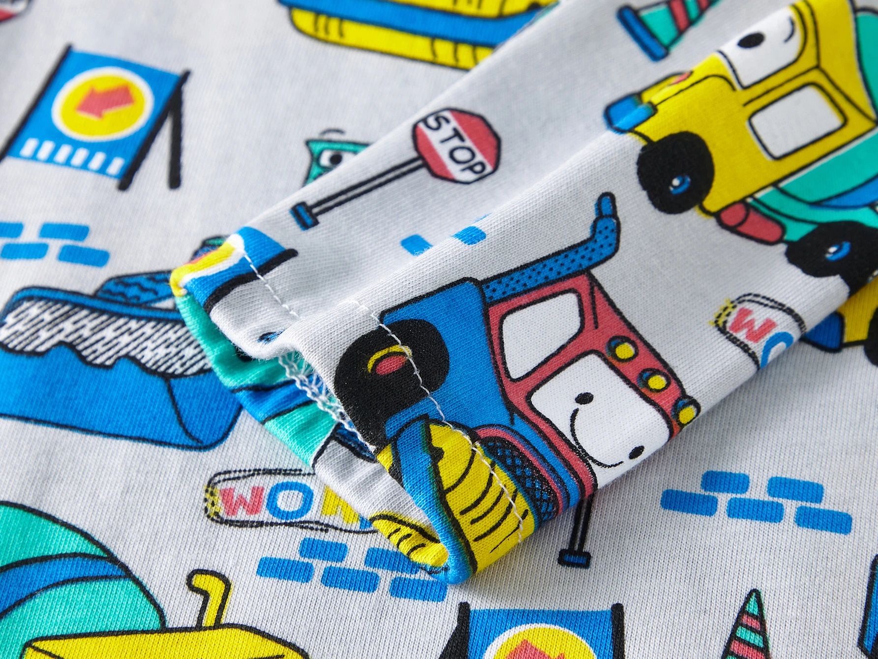 Boys Cartoon Engineering Car Pajamas Set 100% Cotton 2PC Loungewear Long Sleeve Elastic Cuffs Soft Sleepwear For Kids 1-8 Years