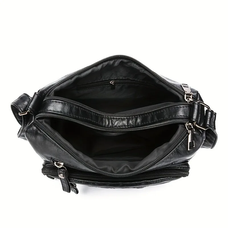 1pcs PU Leather Soft Multi-Pocket Crossbody Bag Large Capacity Minimalist Casual Shoulder Fashionable shoulder bag