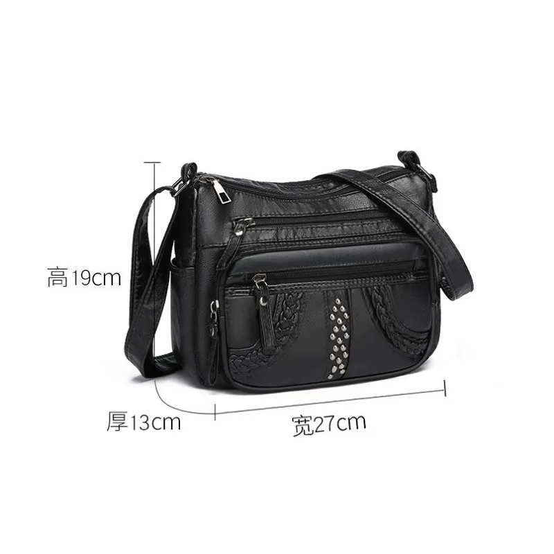 1pcs PU Leather Soft Multi-Pocket Crossbody Bag Large Capacity Minimalist Casual Shoulder Fashionable shoulder bag