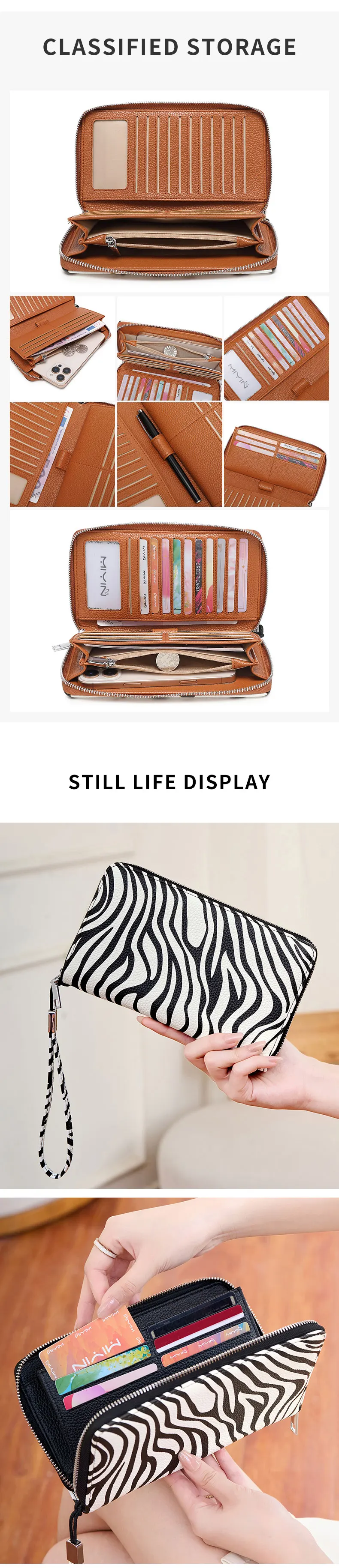 MIYIN Women Wallet RFID Blocking High Quality PU Leather Zipper Wallet Large Capacity Long Wallet Credit Card Clutch Wristlet Wa
