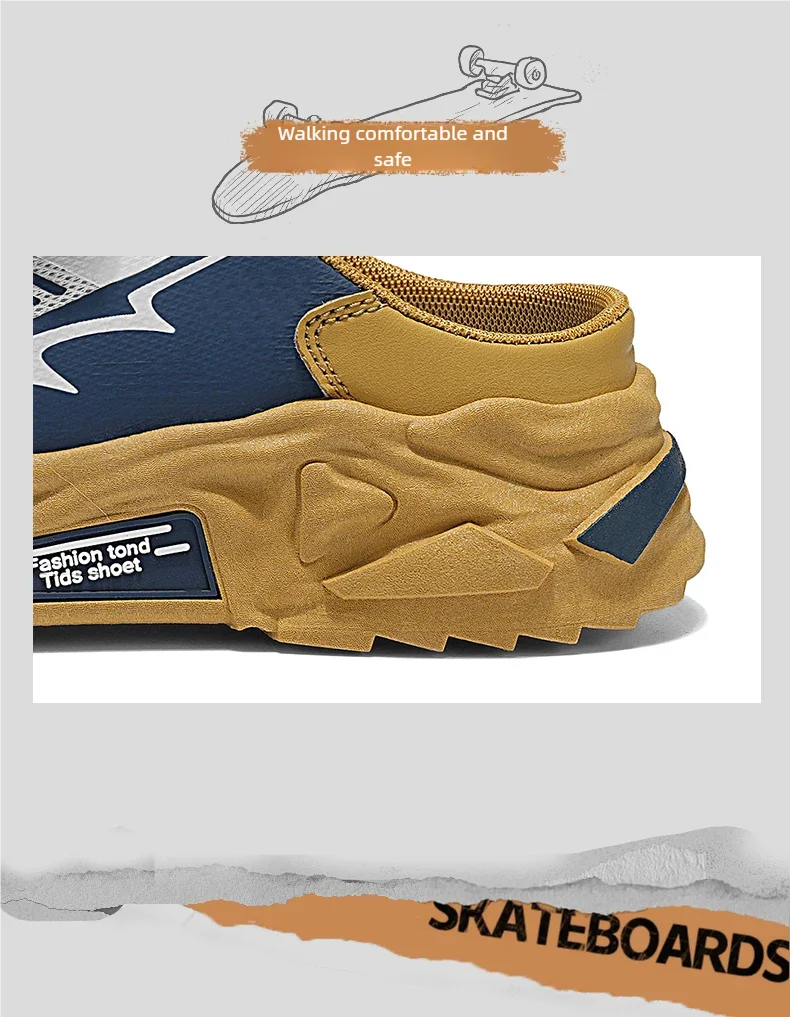 Men's Korean Casual Breathable Casual Shoes Summer Soft-Sole Anti-Slip Youth Half-Slippers Rotating Shoelaces Sports Tide Shoes