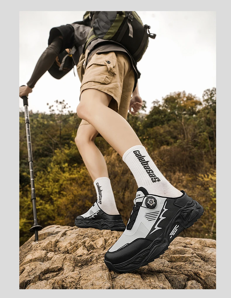 Men's Korean Casual Breathable Casual Shoes Summer Soft-Sole Anti-Slip Youth Half-Slippers Rotating Shoelaces Sports Tide Shoes