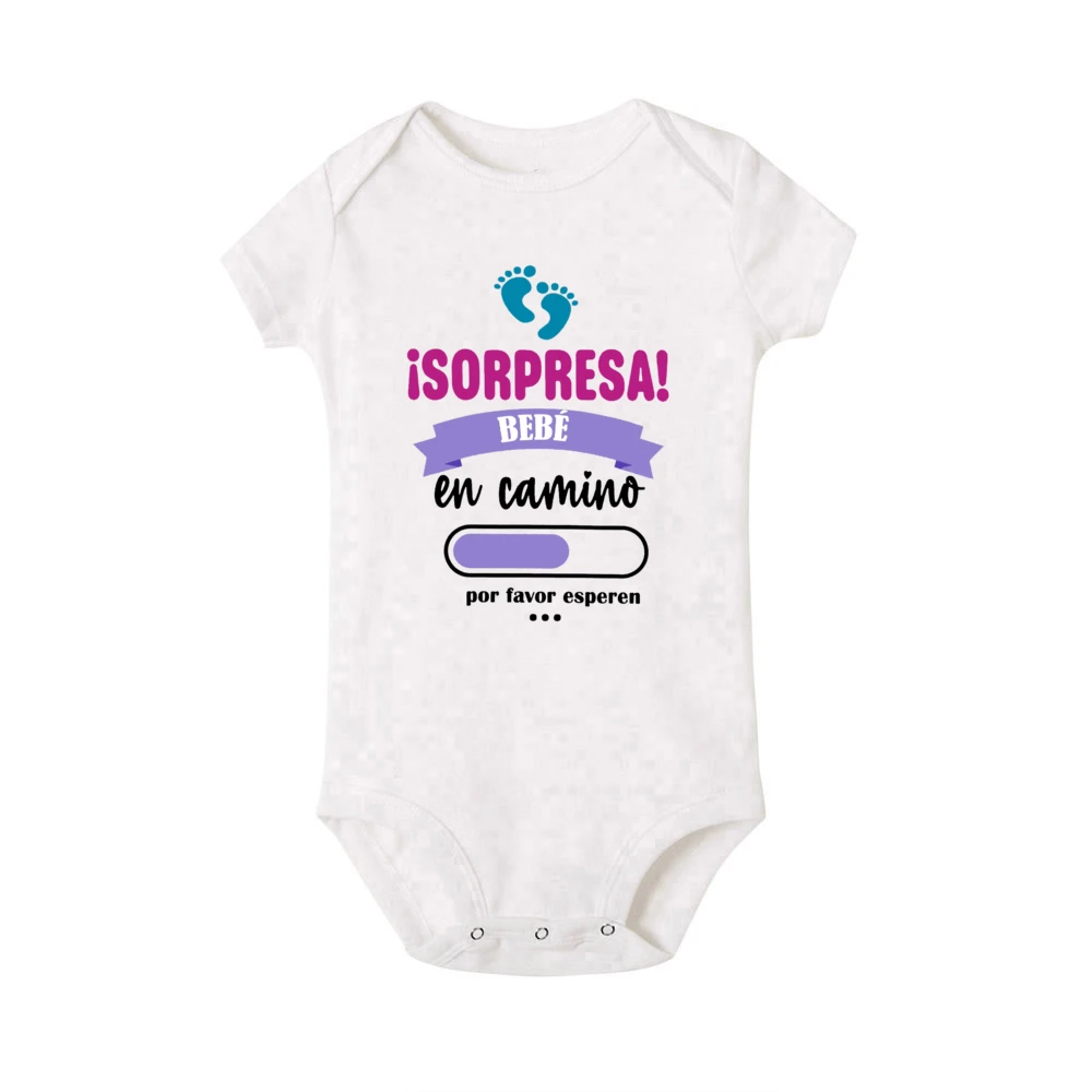 Surprise Baby on The Way Please Wait Printed Baby Jumpsuit Pregnancy Announcement Clothes Newborn Short Sleeve Bodysuit Romper