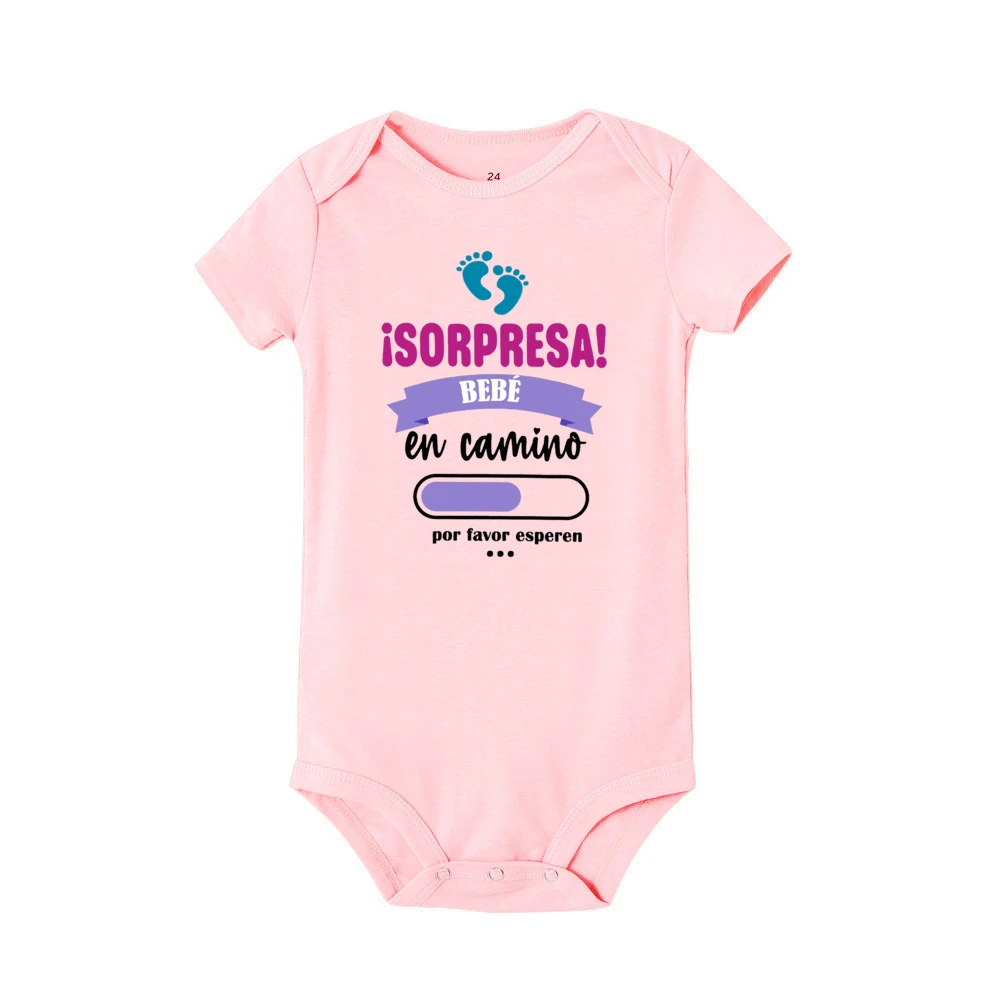 Surprise Baby on The Way Please Wait Printed Baby Jumpsuit Pregnancy Announcement Clothes Newborn Short Sleeve Bodysuit Romper