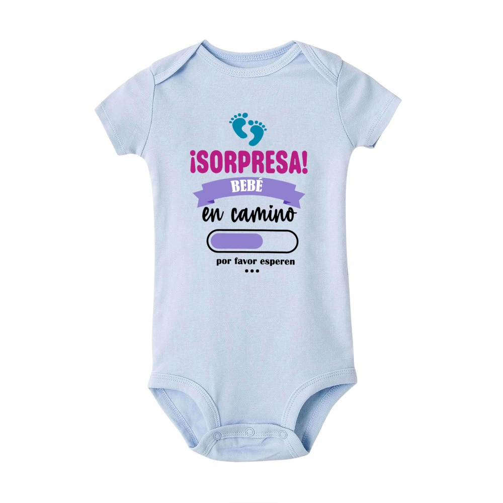 Surprise Baby on The Way Please Wait Printed Baby Jumpsuit Pregnancy Announcement Clothes Newborn Short Sleeve Bodysuit Romper