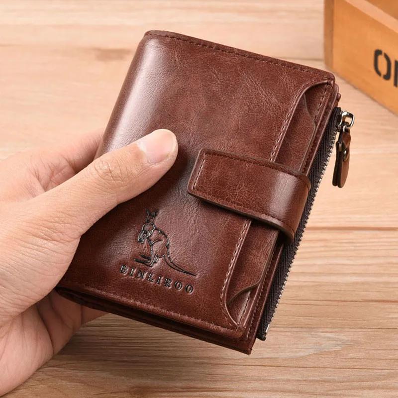 Artificial Leather Men's Wallet Luxury Short RFID Card Holder for Men Zipper Coin Purse Portable Wallets for Men Billfold