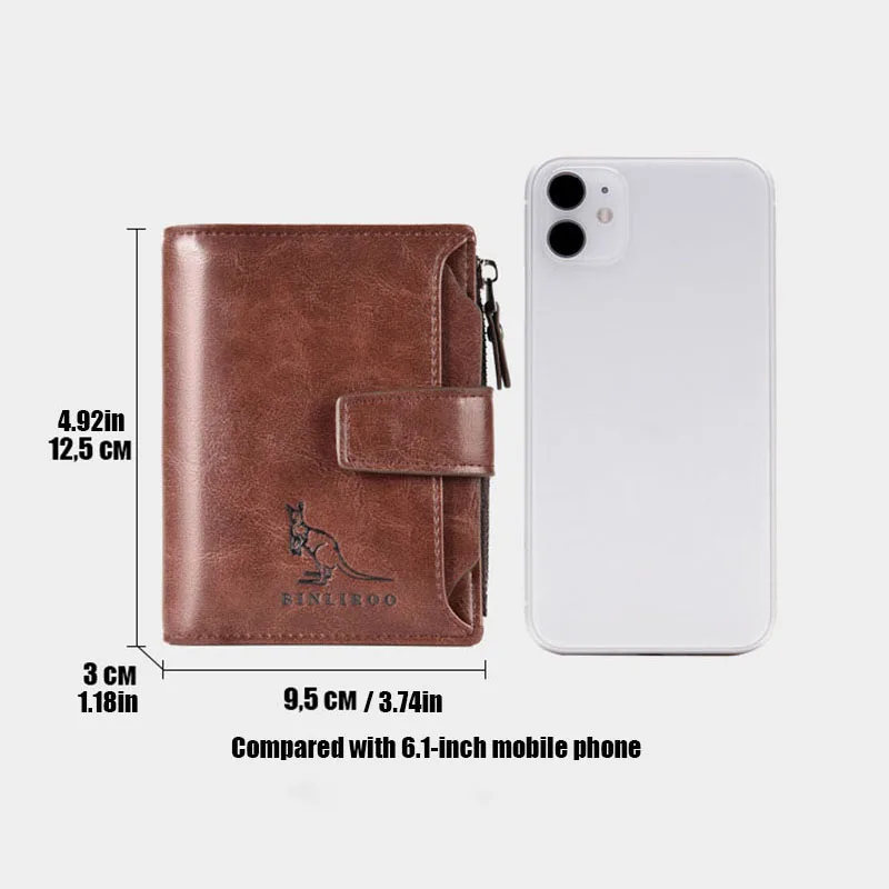 Artificial Leather Men's Wallet Luxury Short RFID Card Holder for Men Zipper Coin Purse Portable Wallets for Men Billfold
