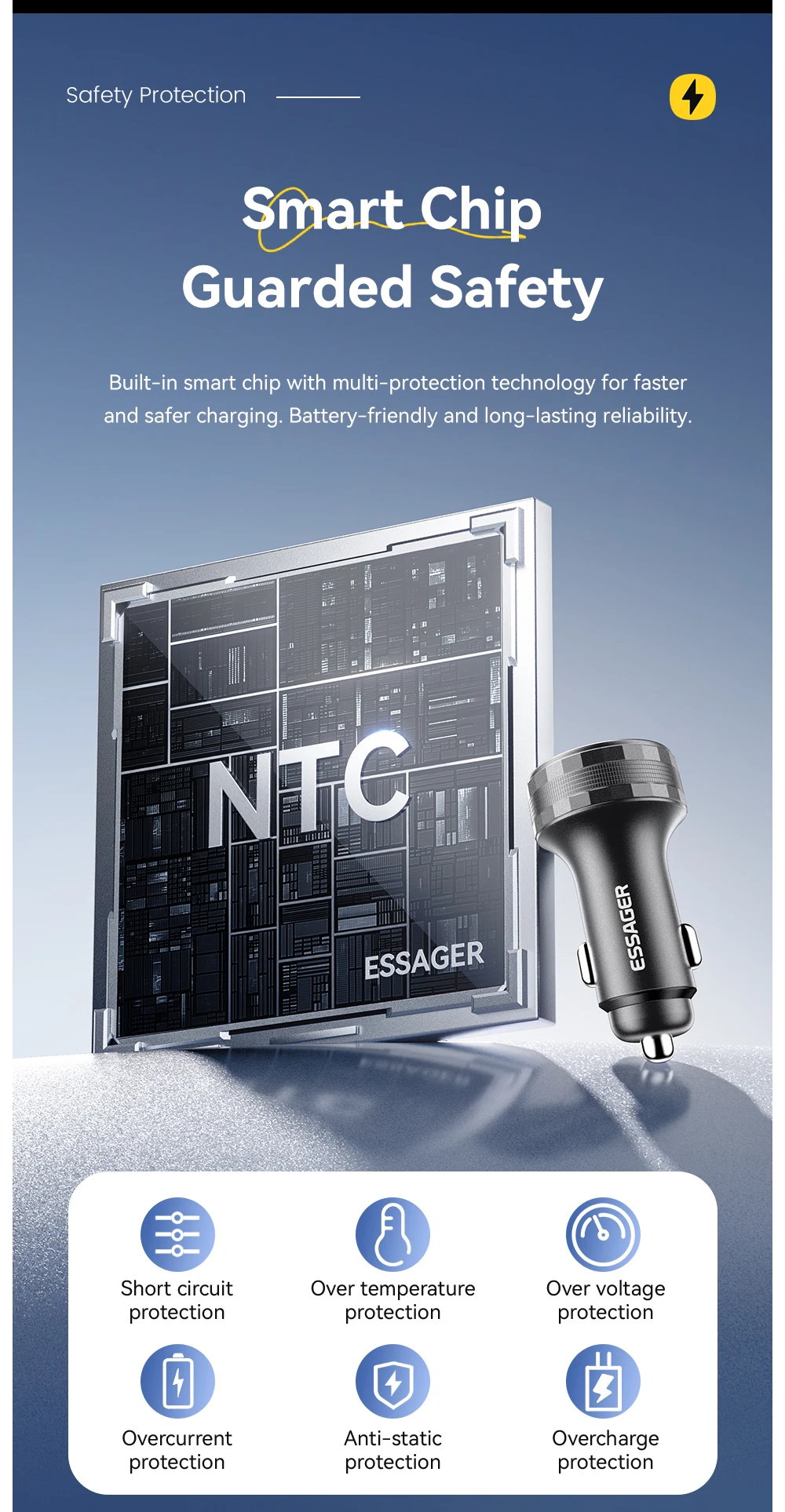 Essager 108W 3Ports USB Car Charger Digital Dispaly PD3.0 Fast Charging Quick Charge 3.0 Adapter for iPhone 16 15 Xiaomi Samsung