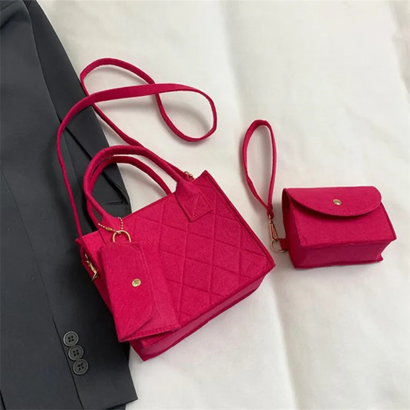 3pcs/set Embossed Women's Handbag Stylish Crossbody Bag Clutch and Wallet, Solid Color Square Shoulder Bag, Fabric for Daily Use