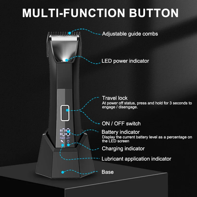 IPX6 Waterproof 2-in-1 Groin/Body Trimmer - SkinSafe Dual Head Foil Blades, Wet&Dry Cordless Groomer with USB-C Fast Charging