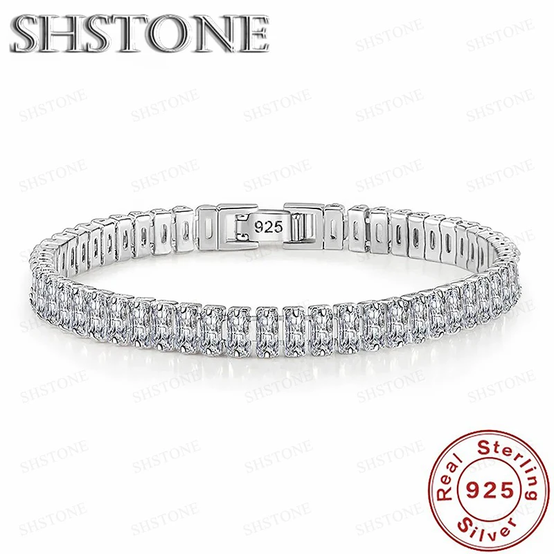 Noble 925 Sterling Silver Bracelet Elegant Zircon Crystal Fine Jewelry For Women Girl Engagement Wedding Glamour 18CM