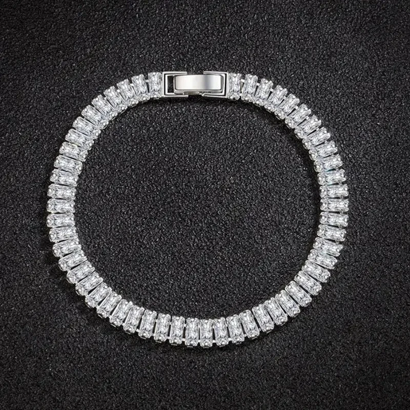Noble 925 Sterling Silver Bracelet Elegant Zircon Crystal Fine Jewelry For Women Girl Engagement Wedding Glamour 18CM