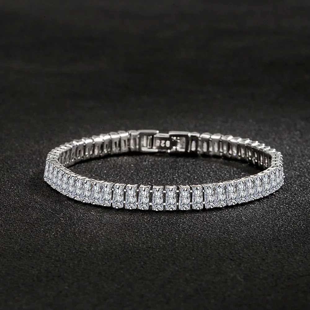 Noble 925 Sterling Silver Bracelet Elegant Zircon Crystal Fine Jewelry For Women Girl Engagement Wedding Glamour 18CM