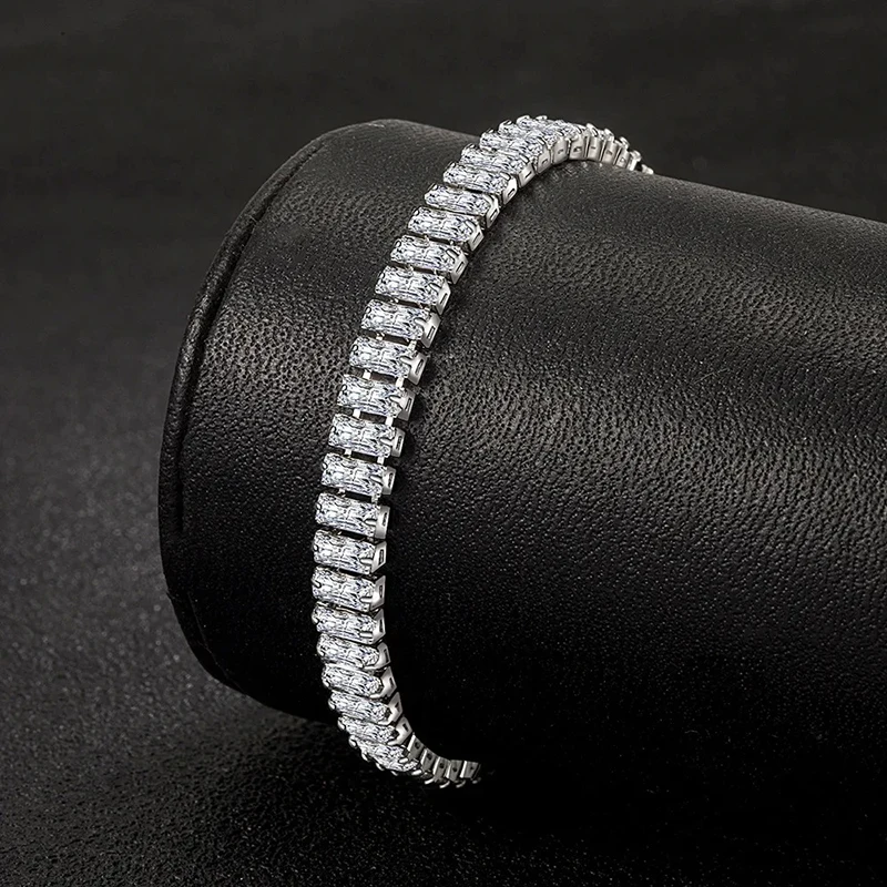 Noble 925 Sterling Silver Bracelet Elegant Zircon Crystal Fine Jewelry For Women Girl Engagement Wedding Glamour 18CM