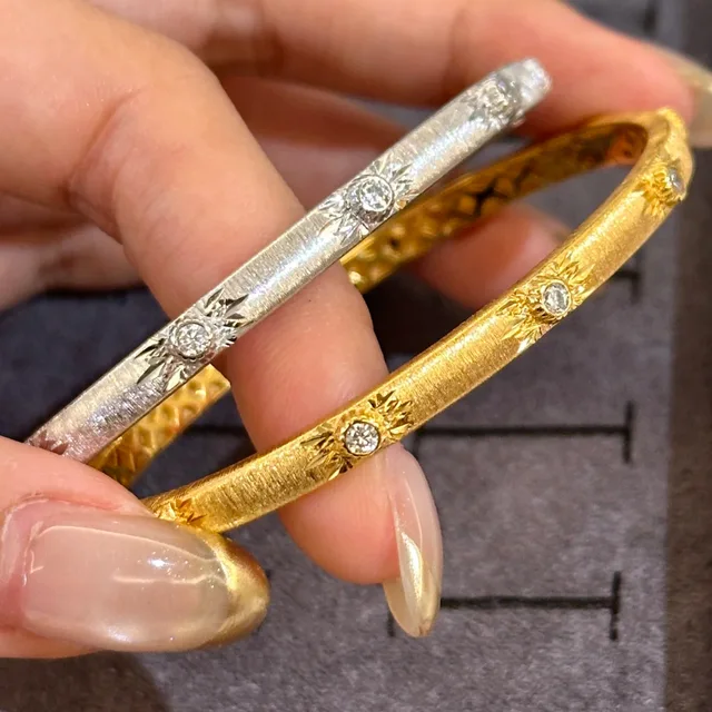 Sparkling art diamond inlaid woven sunflower bracelets for Women silver 925 luxury brushed High quality bangles wedding jewelry