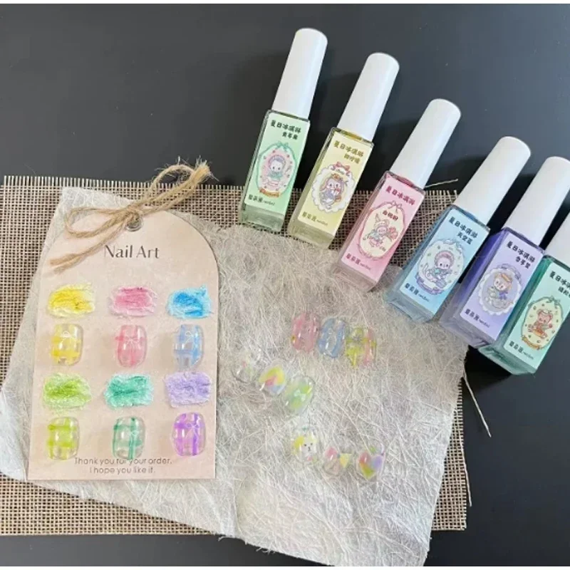 Hot Nail Art 6 Colors 6ML Summer Ice Cream Nail Dye Solution Creative Nail Pattern DIY Design Dye Solution Women Nail Decoration