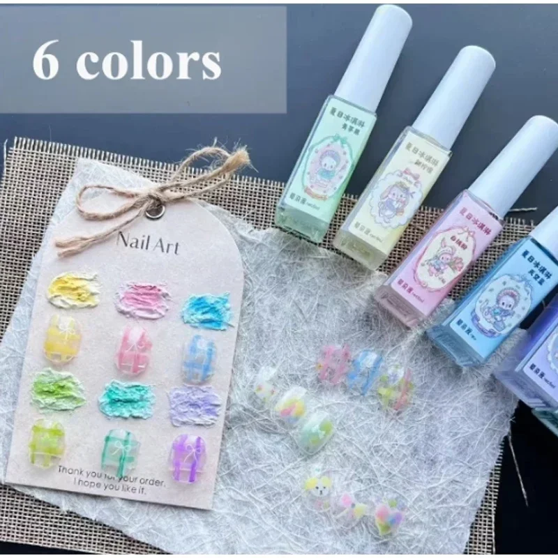 Hot Nail Art 6 Colors 6ML Summer Ice Cream Nail Dye Solution Creative Nail Pattern DIY Design Dye Solution Women Nail Decoration