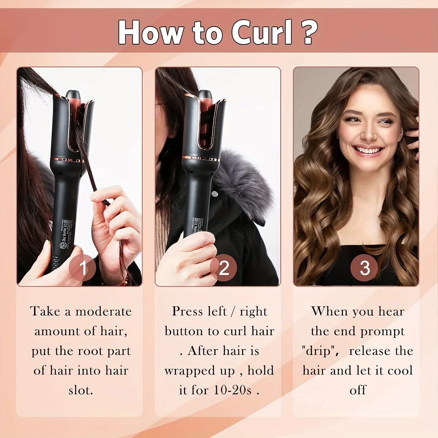 TINSOL Professional curling irons Ceramic auto-rotating air curling irons Air spinning rod styler Curling irons Styling tools
