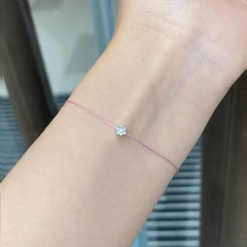 925 Silver Pink Rope Inlaid Shiny Zircon Bracelet for Women Girls Elegant Delicate Vintage French Fine Jewelry Wedding Wholesale