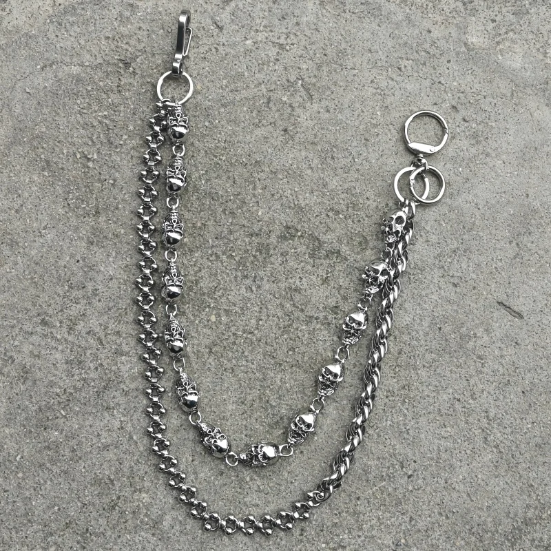 Original DIY Skull Pants Chain Stainless Steel Round Beads Combination Locomotive Chain Punk Men And Women Luxury Accessories