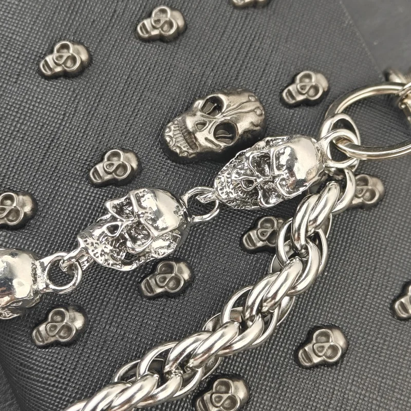 Original DIY Skull Pants Chain Stainless Steel Round Beads Combination Locomotive Chain Punk Men And Women Luxury Accessories