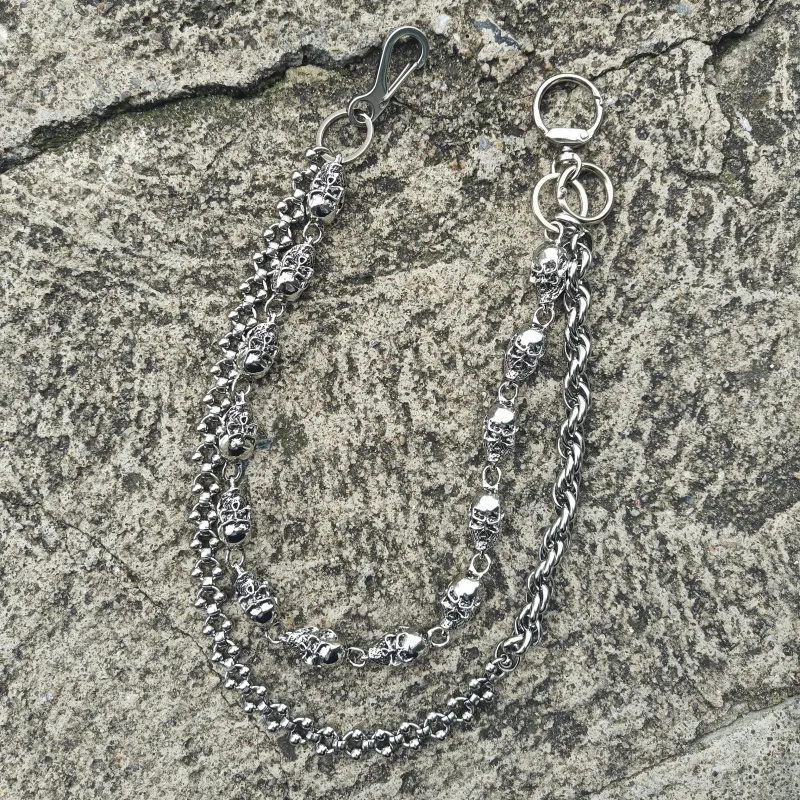 Original DIY Skull Pants Chain Stainless Steel Round Beads Combination Locomotive Chain Punk Men And Women Luxury Accessories