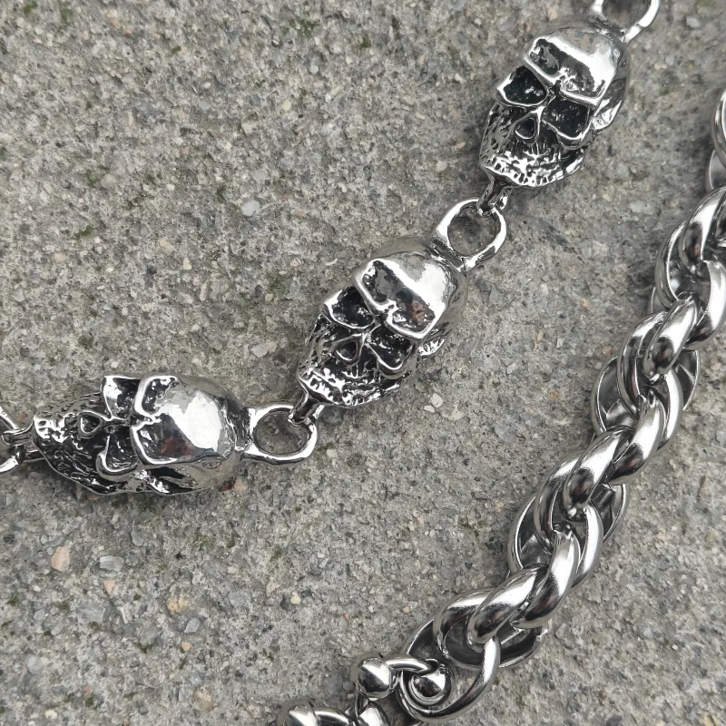 Original DIY Skull Pants Chain Stainless Steel Round Beads Combination Locomotive Chain Punk Men And Women Luxury Accessories