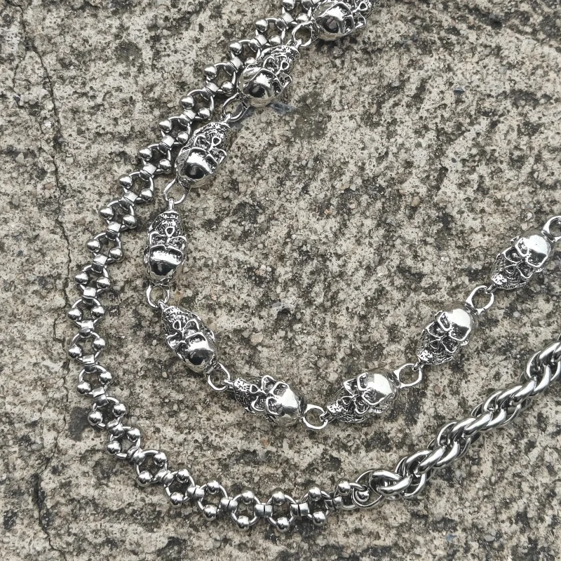 Original DIY Skull Pants Chain Stainless Steel Round Beads Combination Locomotive Chain Punk Men And Women Luxury Accessories