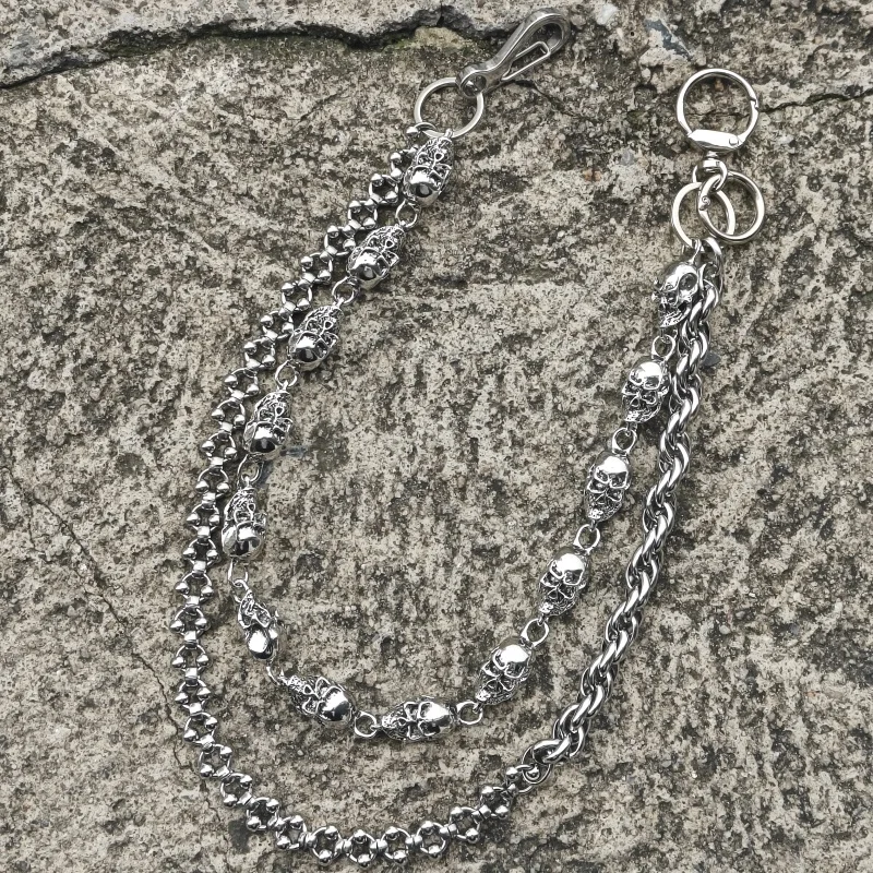 Original DIY Skull Pants Chain Stainless Steel Round Beads Combination Locomotive Chain Punk Men And Women Luxury Accessories