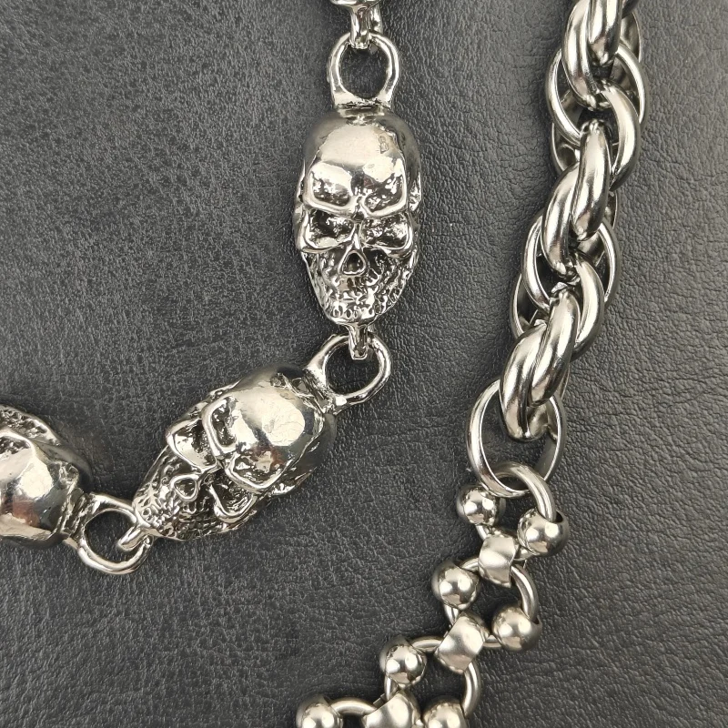 Original DIY Skull Pants Chain Stainless Steel Round Beads Combination Locomotive Chain Punk Men And Women Luxury Accessories
