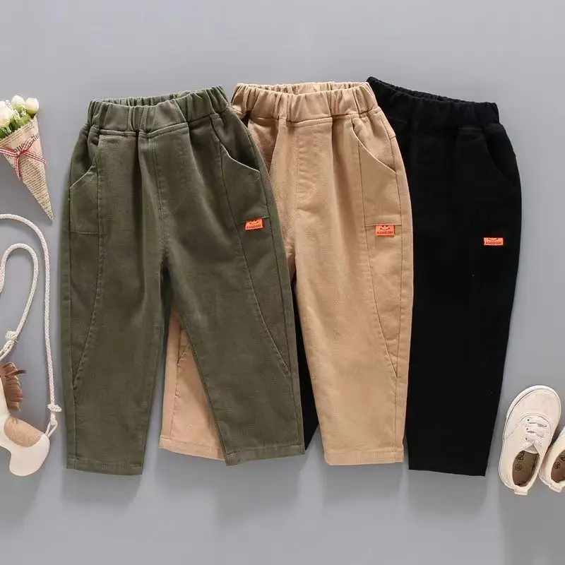 Spring Kids Pants & Capris Cotton Trousers Boys Thin Long Pants Spring Fall Casual Wear Simple Design Baby Childrens Clothing