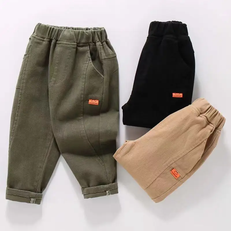Spring Kids Pants & Capris Cotton Trousers Boys Thin Long Pants Spring Fall Casual Wear Simple Design Baby Childrens Clothing
