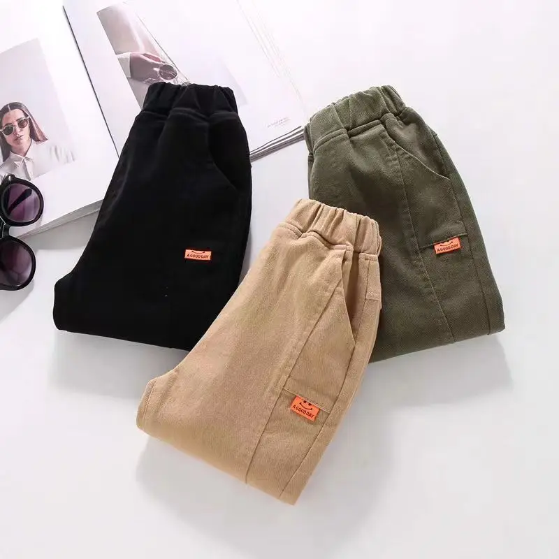 Spring Kids Pants & Capris Cotton Trousers Boys Thin Long Pants Spring Fall Casual Wear Simple Design Baby Childrens Clothing