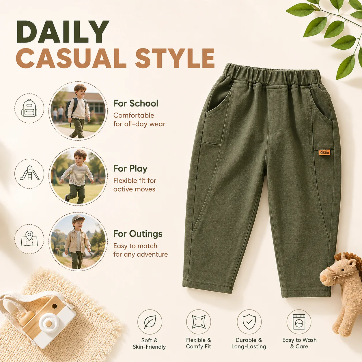 Spring Kids Pants & Capris Cotton Trousers Boys Thin Long Pants Spring Fall Casual Wear Simple Design Baby Childrens Clothing