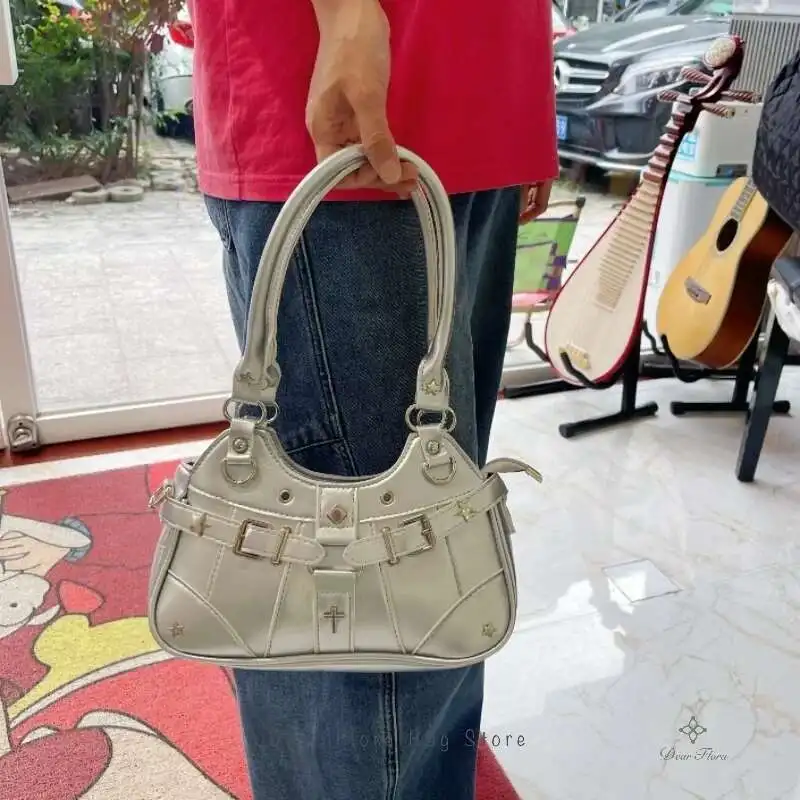 Y2k Fashion Women Shoulder Bag Cute Sweet Ita Bag Lolita Girls Transparent Pocket DIY Display Handbag Fashion Underarm Bag Purse