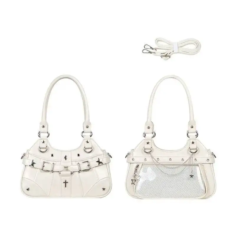 Y2k Fashion Women Shoulder Bag Cute Sweet Ita Bag Lolita Girls Transparent Pocket DIY Display Handbag Fashion Underarm Bag Purse