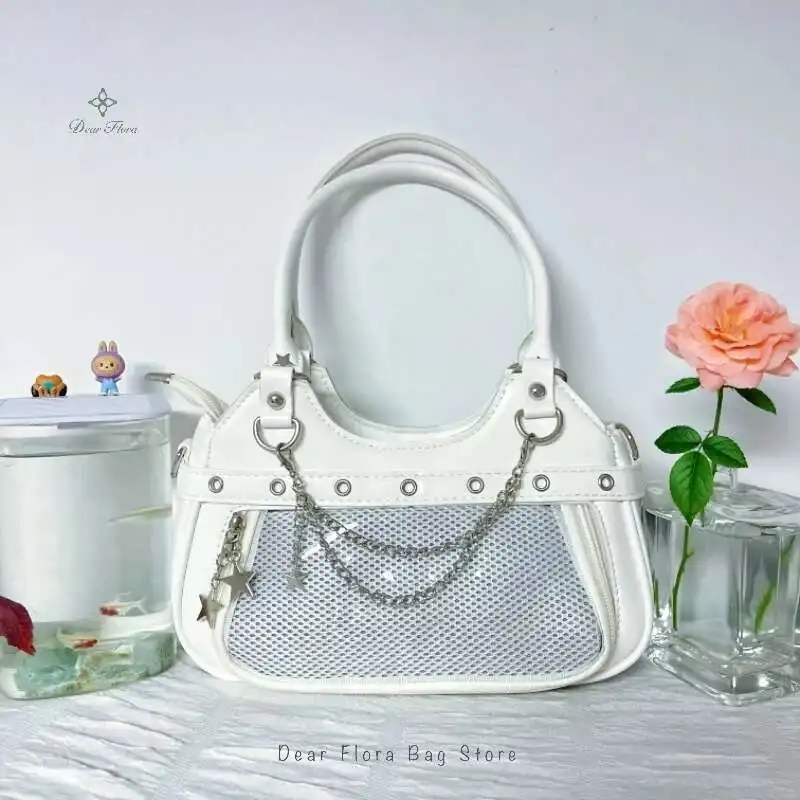 Y2k Fashion Women Shoulder Bag Cute Sweet Ita Bag Lolita Girls Transparent Pocket DIY Display Handbag Fashion Underarm Bag Purse