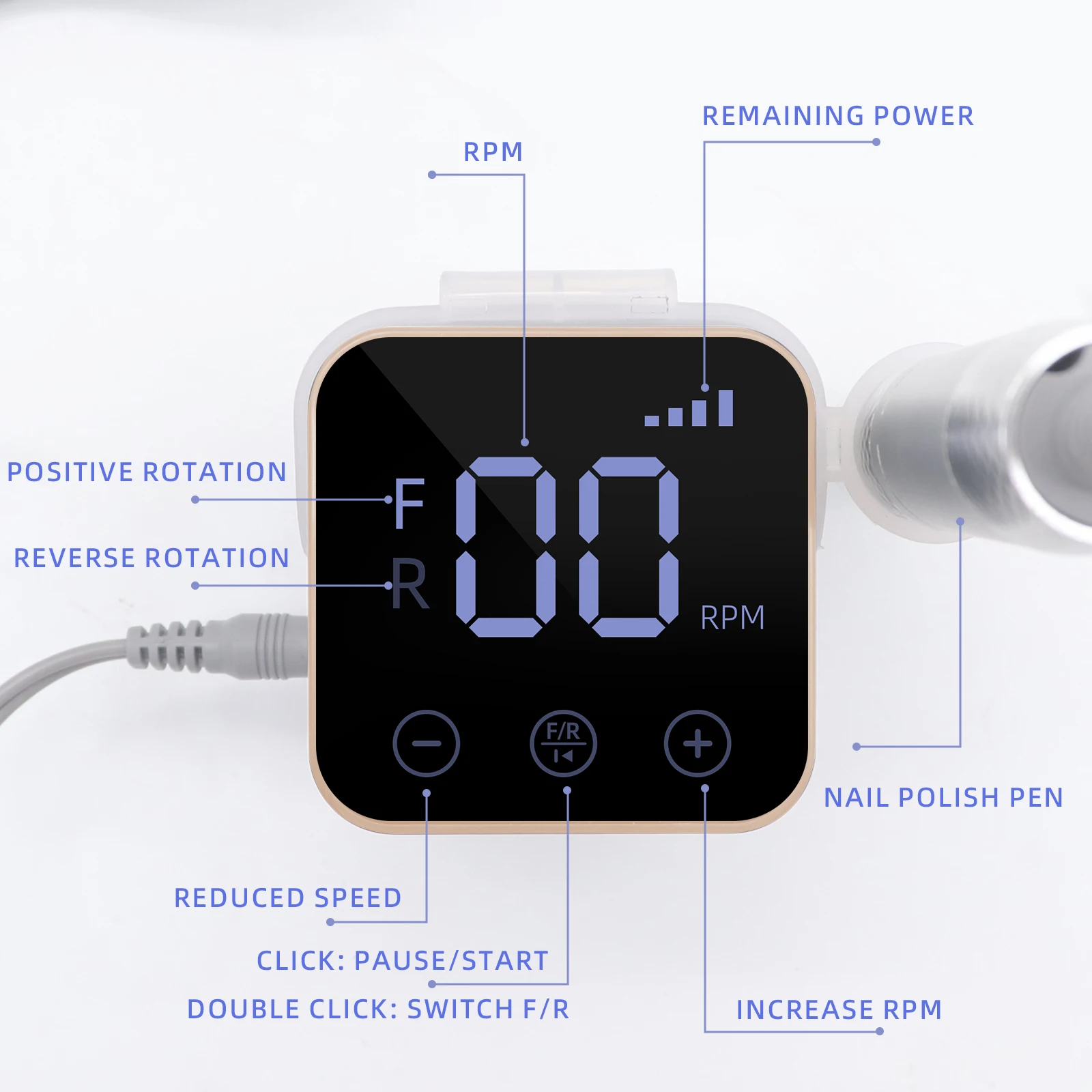 Nail Sander Pen Nail Removal Special Electric Nail Grinder To Remove Dead Skin Charging Smart Word Lamp New Flip