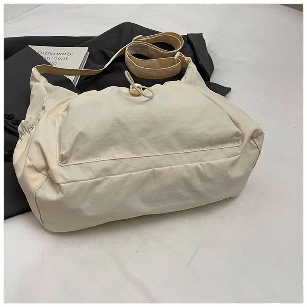 Sweet Korean Style Nylon Shoulder Bag Pleated Handbag Crossbody Bag Lightweight Tote Bag Drawstring Bag Outdoor