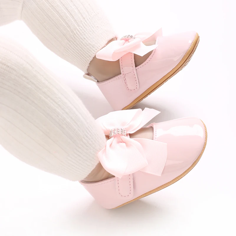 Cute Princess Baby Shoes Spring and Autumn Edition Butterfly Bow Decoration PU Soft Bottom Suitable for 0-1 Year Old Baby